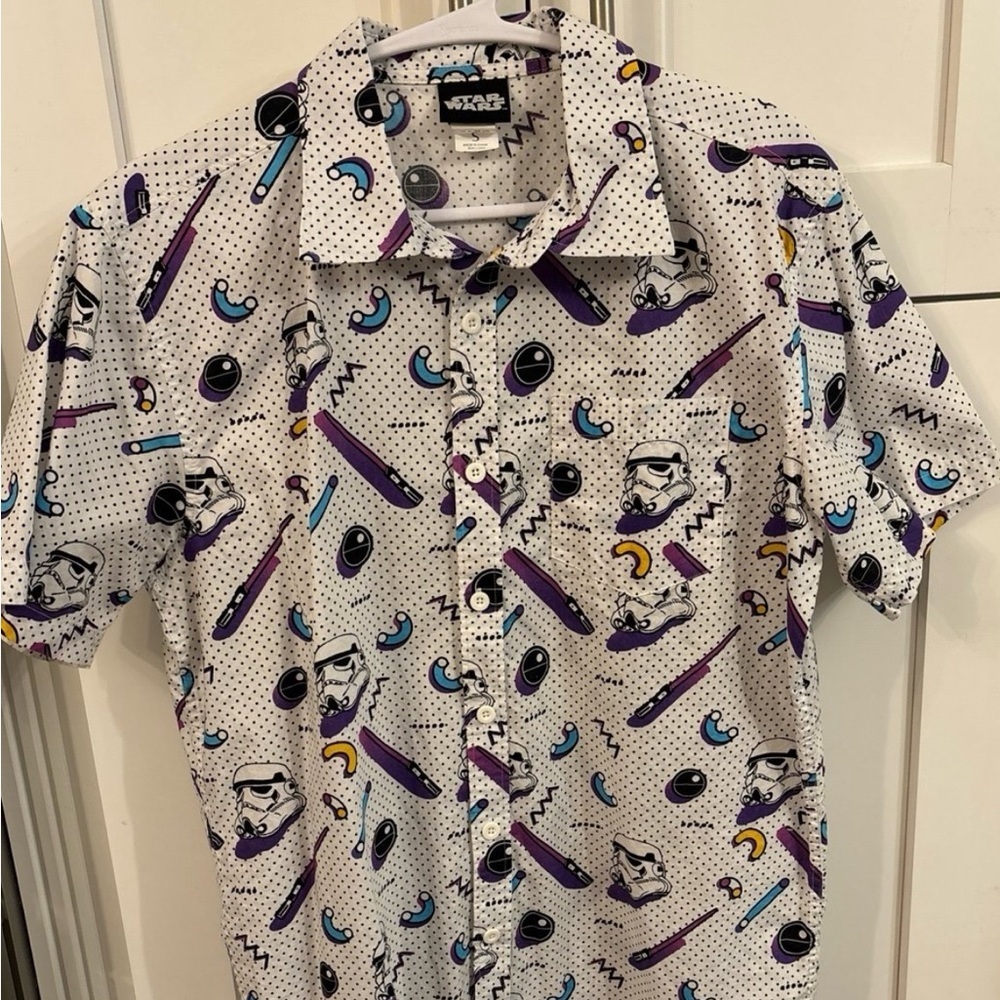 Star Wars Lucasfilm Retro Stormtrooper Button Down Short Sleeve Shirt S - Picture 3 of 4
